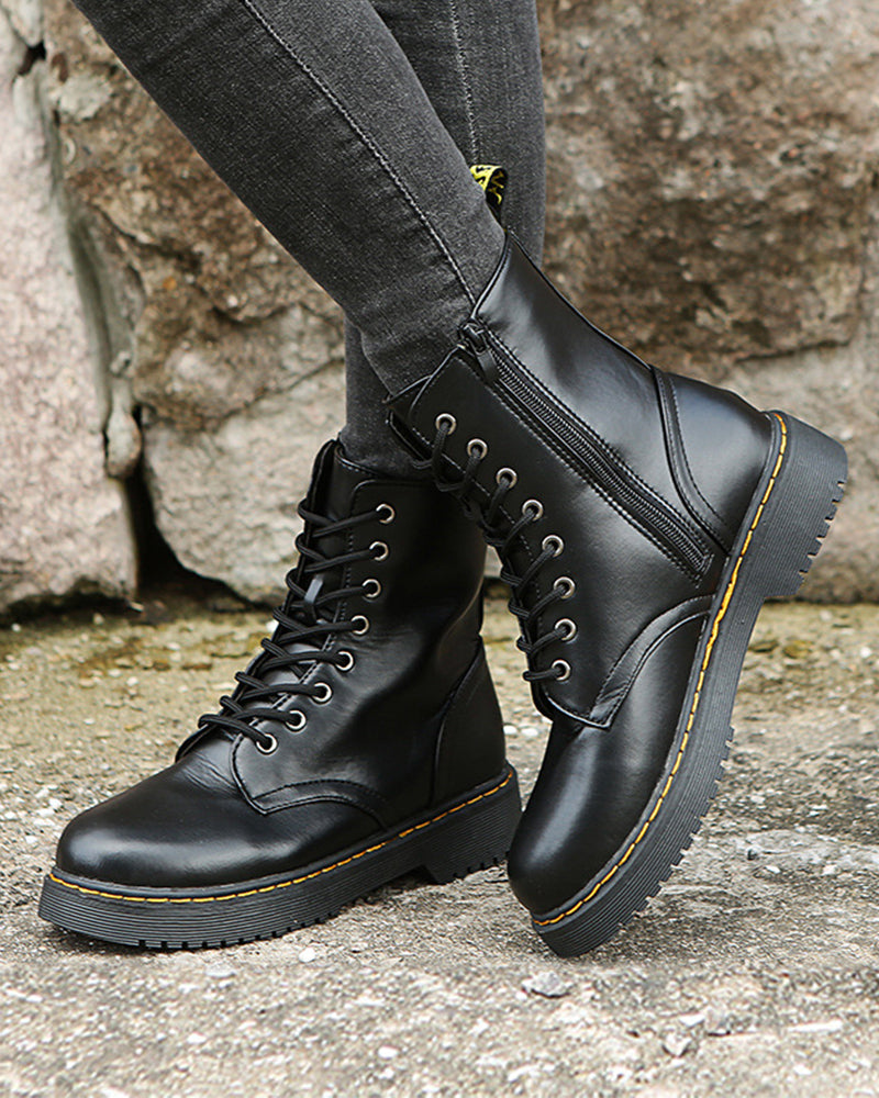 Stylish Monica Ankle Boots with Lacing and Zipper — Allmycloset (view 2)
