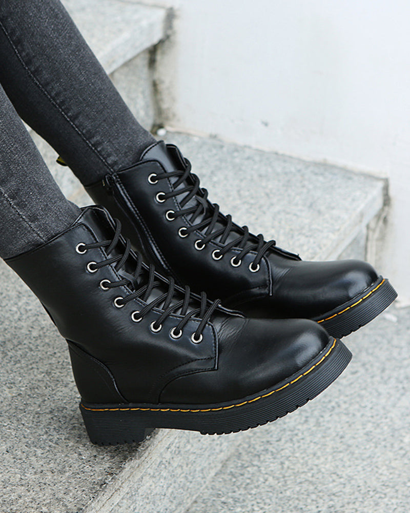 Stylish Monica Ankle Boots with Lacing and Zipper — Allmycloset (view 3)