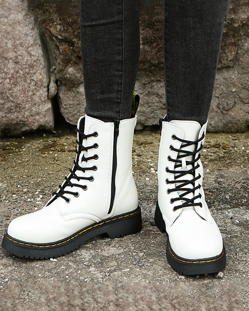 Stylish Monica Ankle Boots with Lacing and Zipper — Allmycloset (view 4)