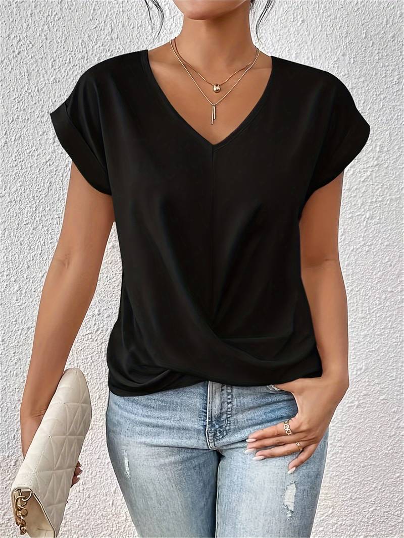 Paola™ - Elegant Short Sleeve T-Shirt — Allmycloset (view 2)