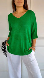 Mia™ - Cozy Top with Knitted V-Neck — Allmycloset (view 5)