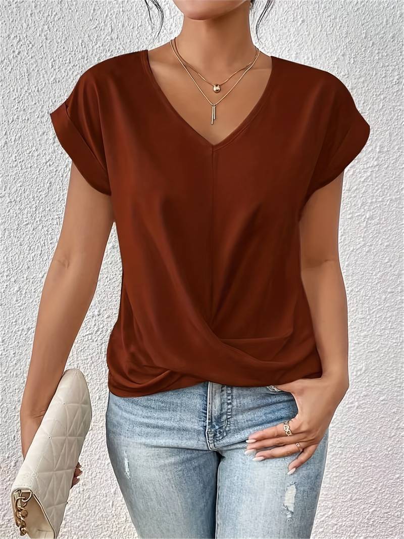 Paola™ - Elegant Short Sleeve T-Shirt — Allmycloset (view 3)