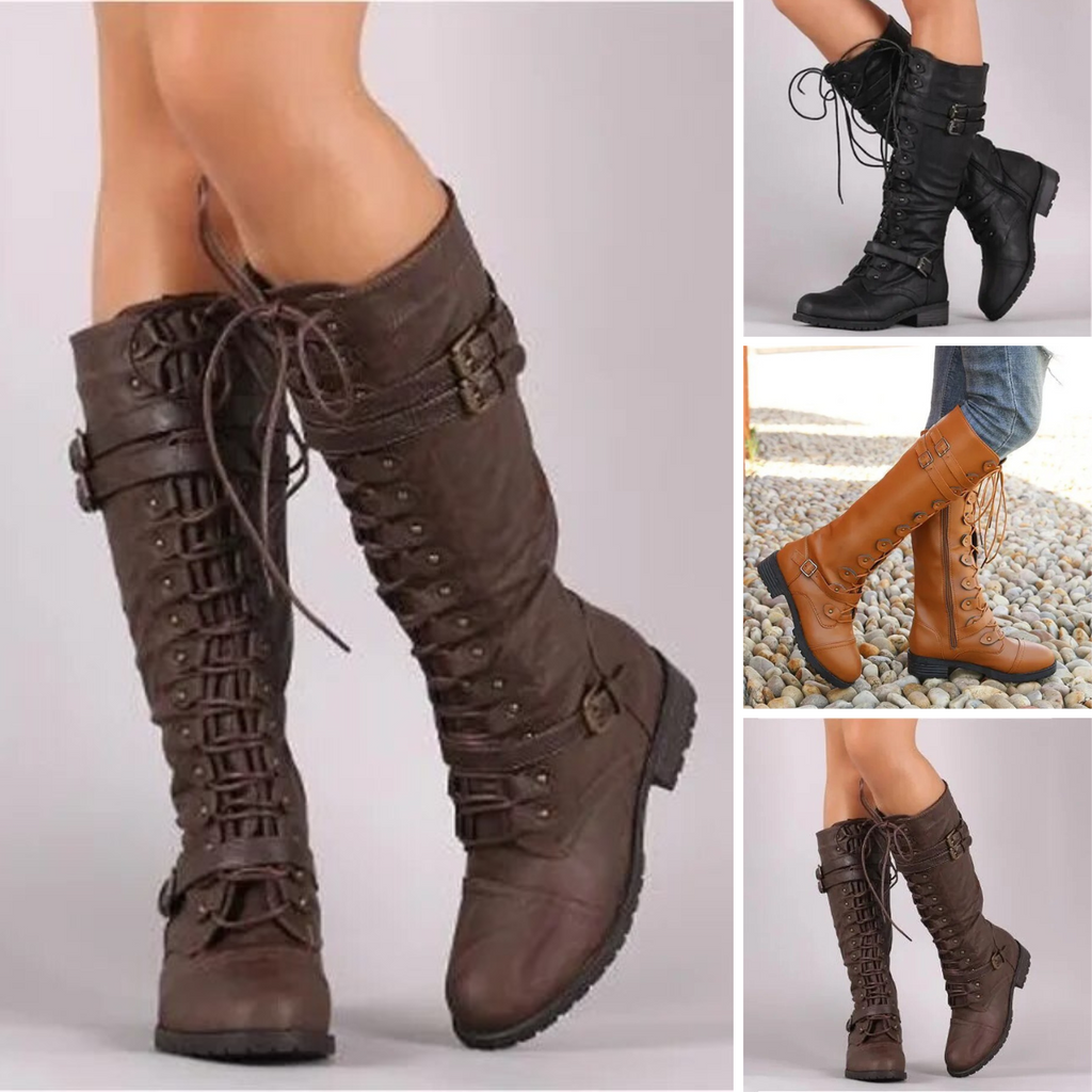 Lulu - Tough retro lace-up boots with stylish buckle — Allmycloset (view 2)