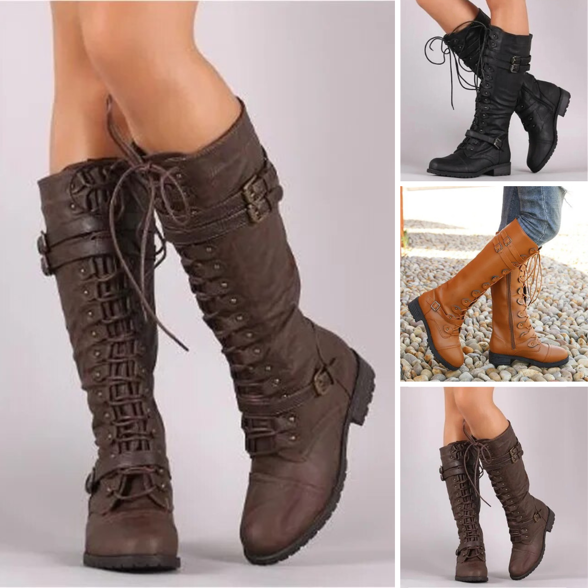 Lulu - Tough retro lace-up boots with stylish buckle — Allmycloset (view 2)