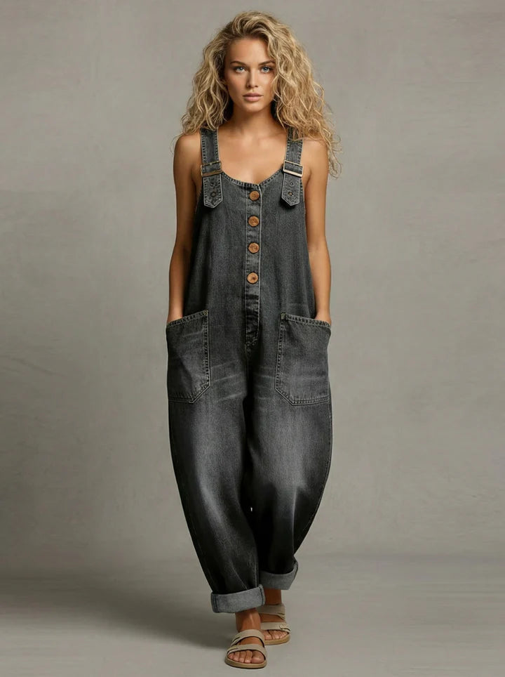 Women's Relaxed Overalls with Wide Straps for Autumn Casual Everyday Wear — Allmycloset (view 4)