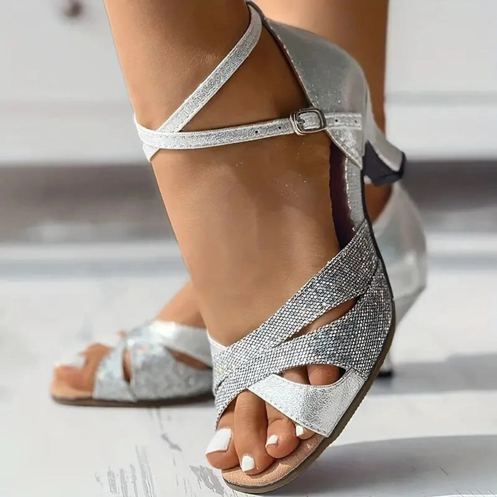 GIANNA - Stylish Women's Sandals with Sparkly Glitter Heel — Allmycloset (view 6)