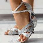 GIANNA - Stylish Women's Sandals with Sparkly Glitter Heel — Allmycloset (view 6)