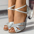 GIANNA - Stylish Women's Sandals with Sparkly Glitter Heel — Allmycloset (view 7)