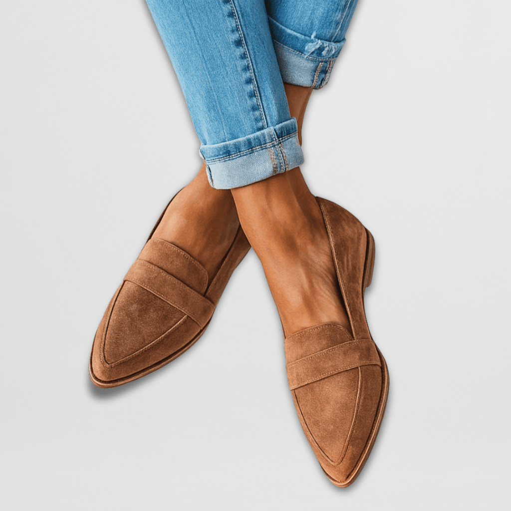 Women's Pointed Toe Loafers with Penny Strap & Slip-On | Flat