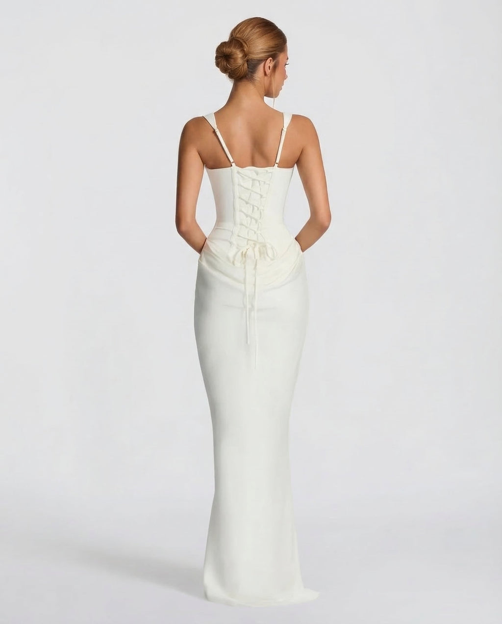 Maxi Dress for Women Fall Evening Dress with Square Neck and Draped Waist Silhouette