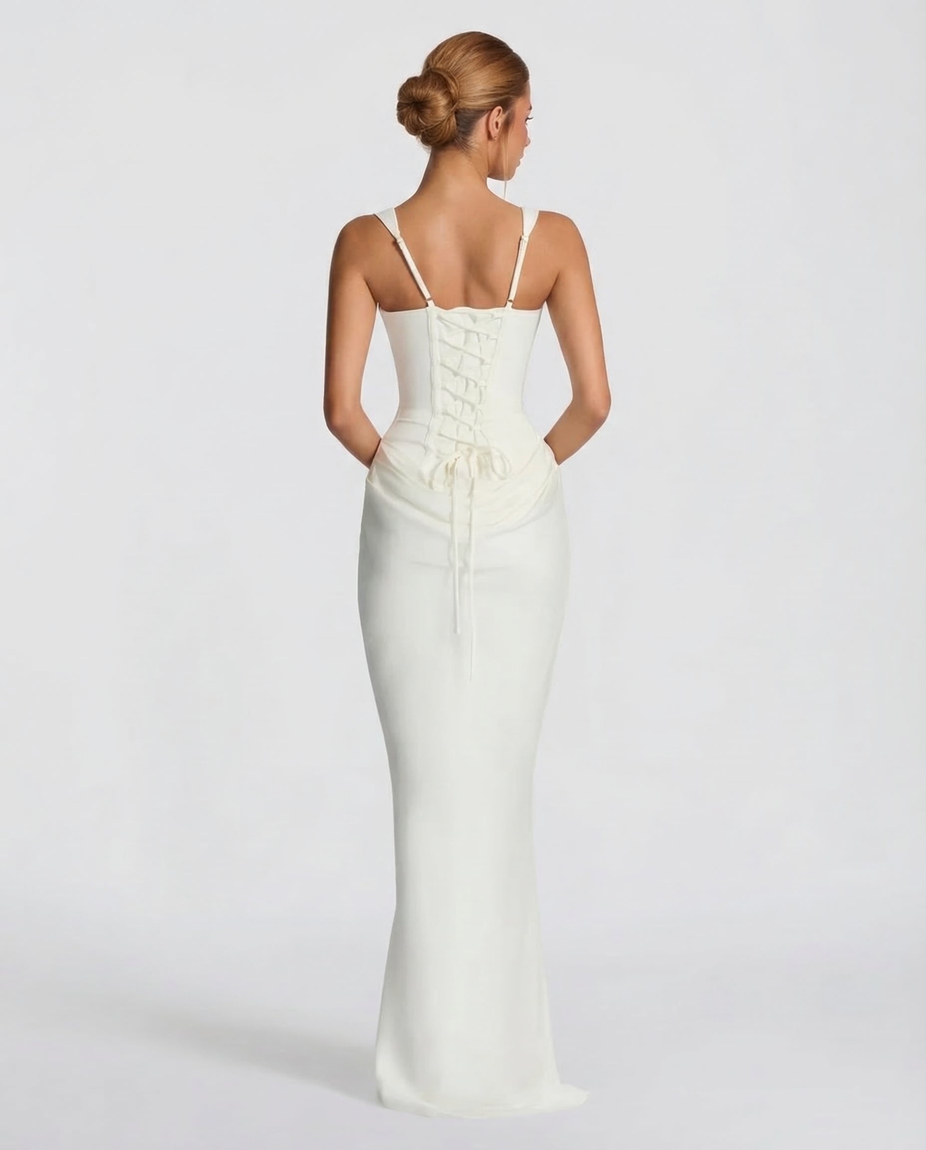 Maxi Dress for Women Fall Evening Dress with Square Neck and Draped Waist Silhouette