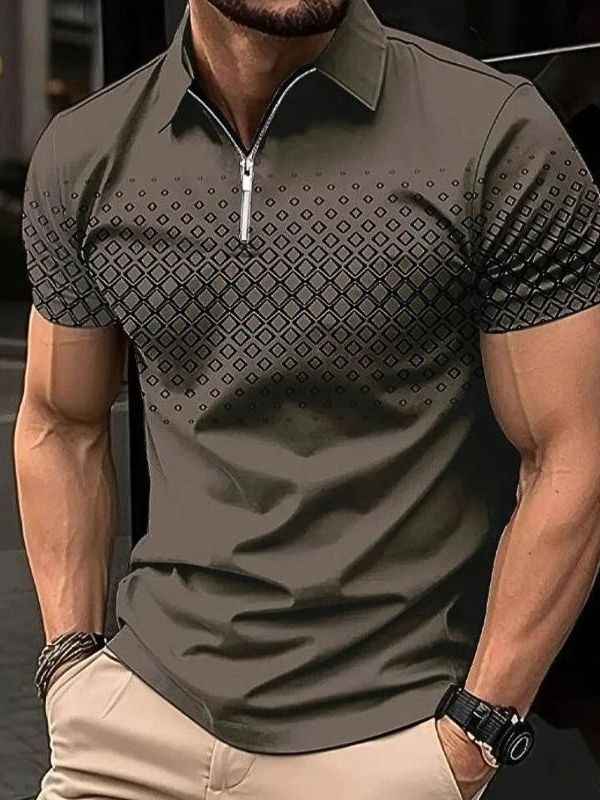 Elegant Classic Summer Polo Shirt for Men - Mink Tones — Allmycloset