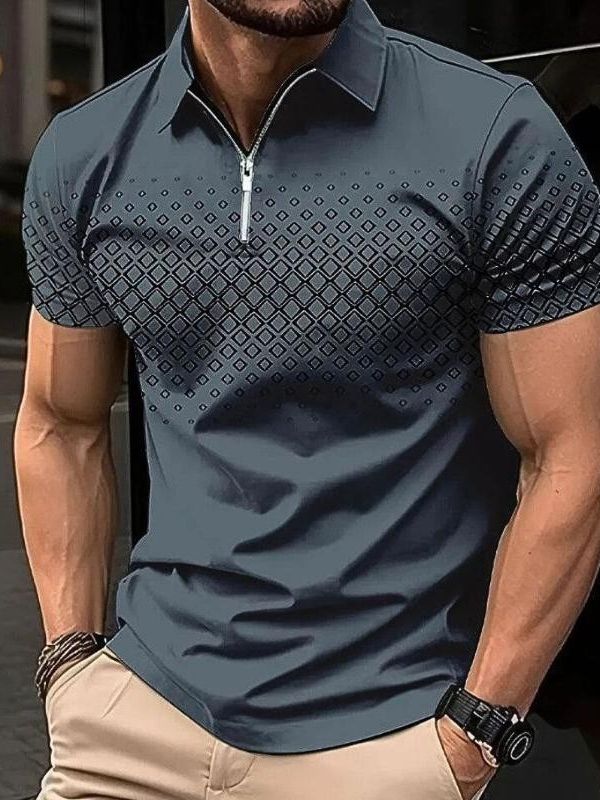 Elegant Classic Summer Polo Shirt for Men - Mink Tones — Allmycloset (view 5)