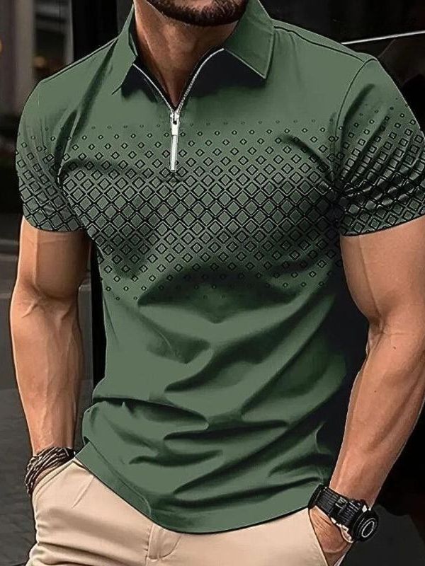 Elegant Classic Summer Polo Shirt for Men - Mink Tones — Allmycloset (view 2)