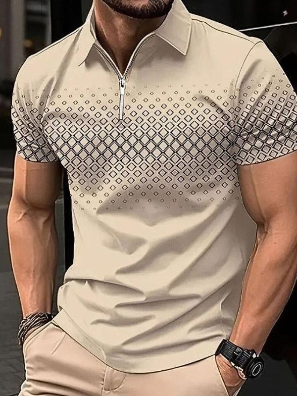 Elegant Classic Summer Polo Shirt for Men - Mink Tones — Allmycloset (view 3)
