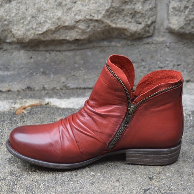 Giulia™ - Leather Boots with Zipper — Allmycloset (view 3)