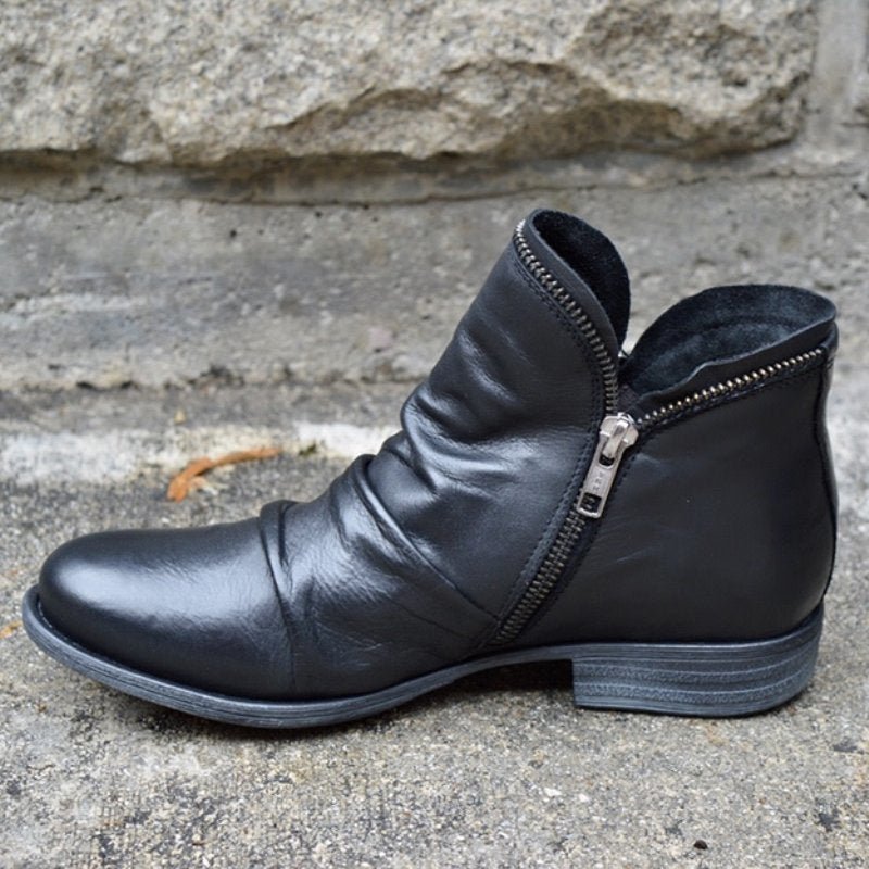 Giulia™ - Leather Boots with Zipper — Allmycloset
