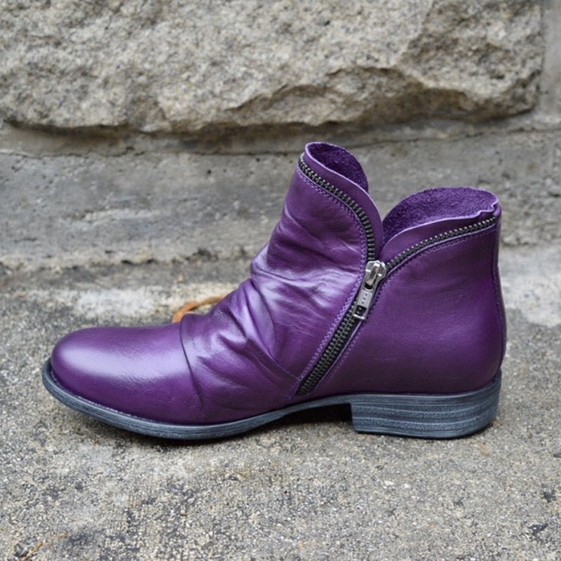 Giulia™ - Leather Boots with Zipper — Allmycloset (view 4)