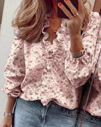 Women's Blouse Ruffle V Neck | Casual