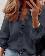 Women's Blouse Ruffle V Neck | Casual