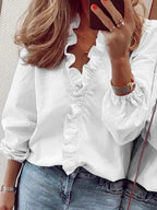 Women's Blouse Ruffle V Neck | Casual