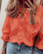 Women's Blouse Ruffle V Neck | Casual