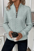 Women's Half-Zip Jumper with Ring Pull | Ribbed Hem