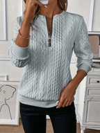 Women's Half-Zip Jumper with Ring Pull | Ribbed Hem