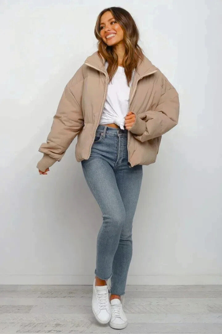 Women's Puffer Jacket Quilted Zip | Short